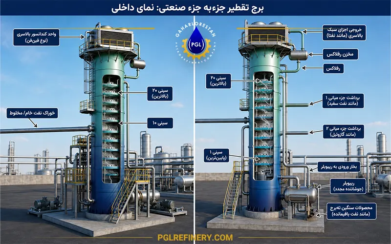 برج تقطیر چند برش نفتی دارد؟